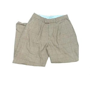 Brixton Women's Beige Plaid Cotton Blend Straight Leg High Rise Pant Size 24
